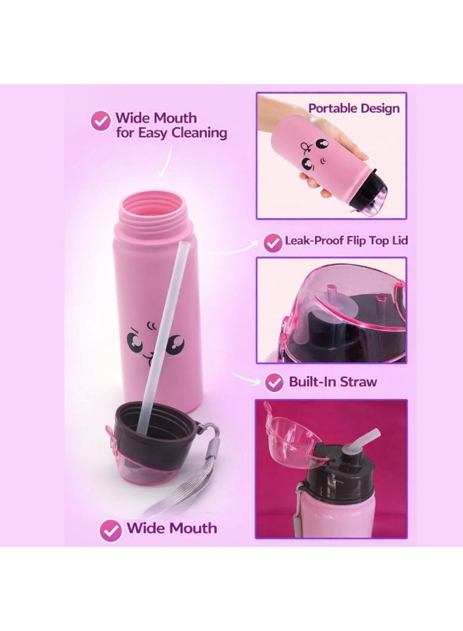 MIZAJIC Bento Lunch Box for Kids with 400ml Water Bottle Leakproof 4 Compartment Food Container Durable Unbreakable & Eco Friendly Lunch Box for School & Picnic Dishwasher Safe (Pink with Bottle) - Image 4